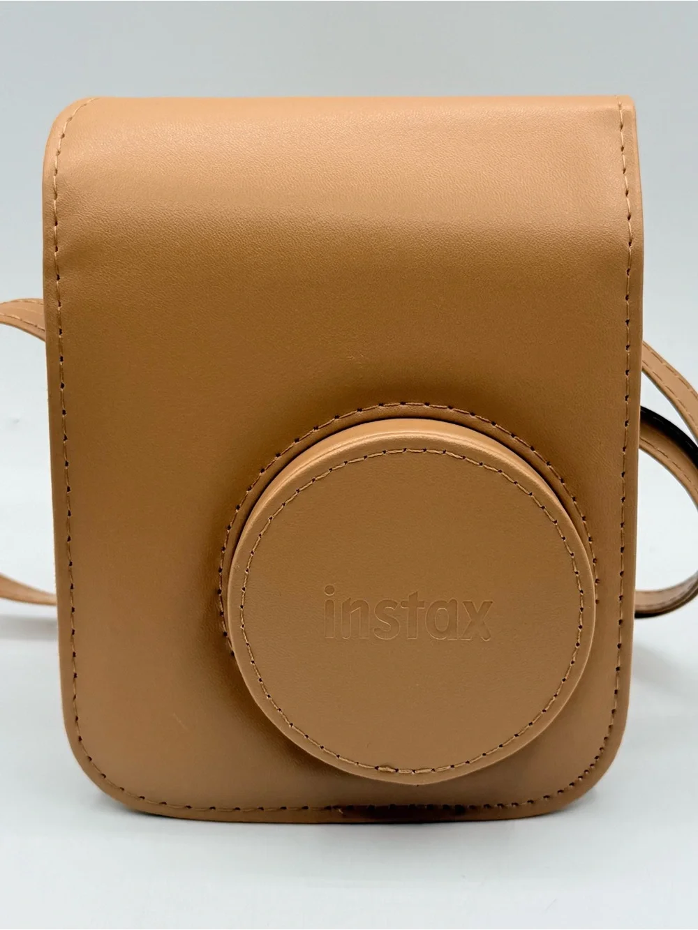 Instax Camera Case Shoulder Bag Light Brown Tan Faux Leather Carry Case